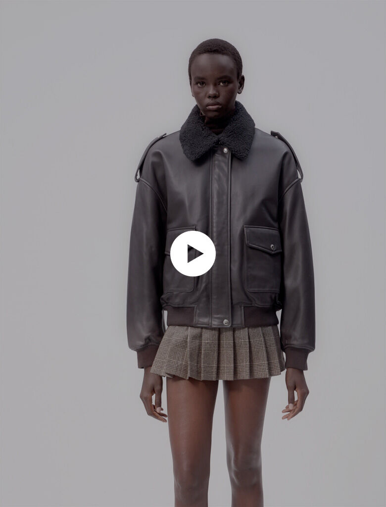 Veste en cuir maje outlet cheap