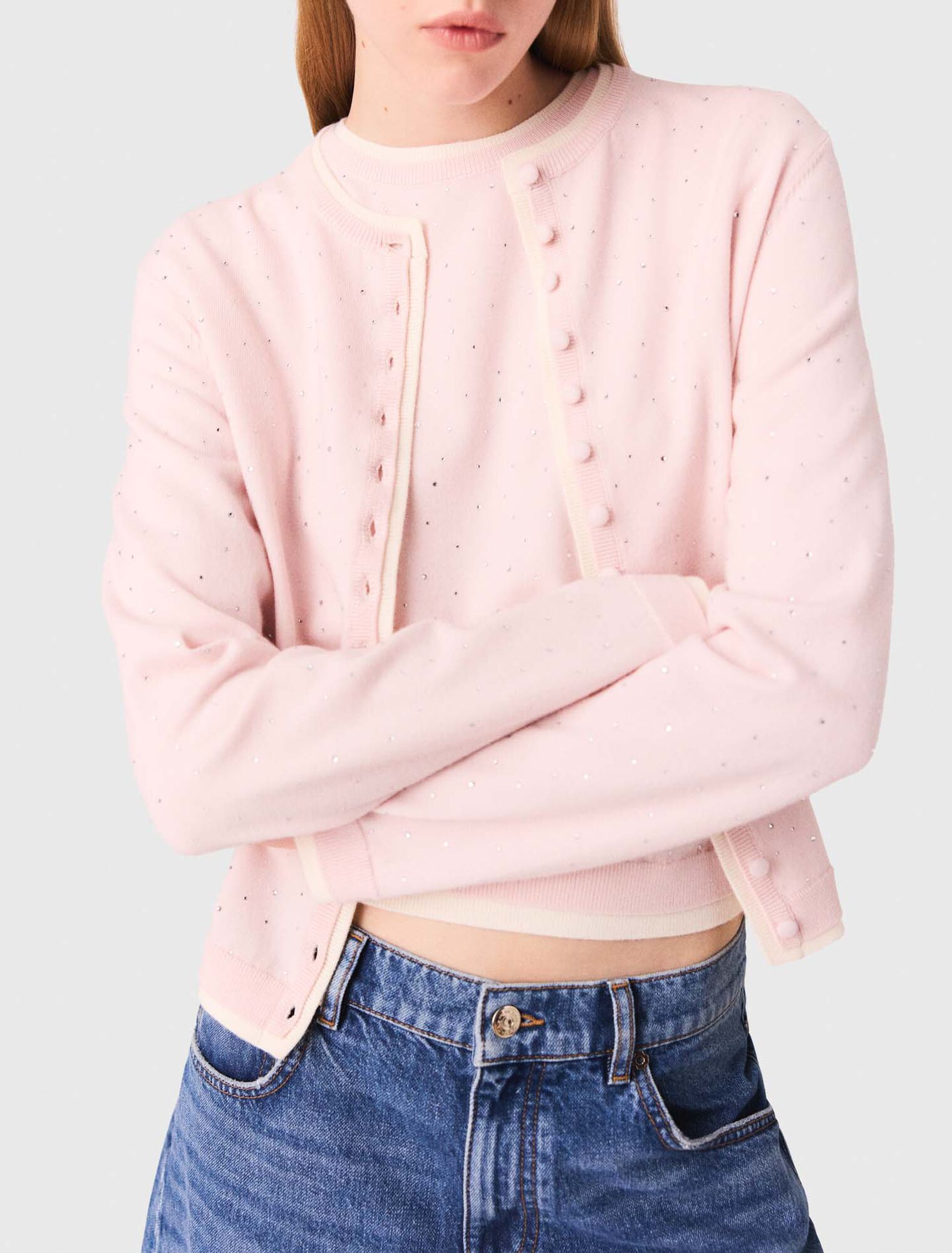 Cardigan 100% laine avec strass 