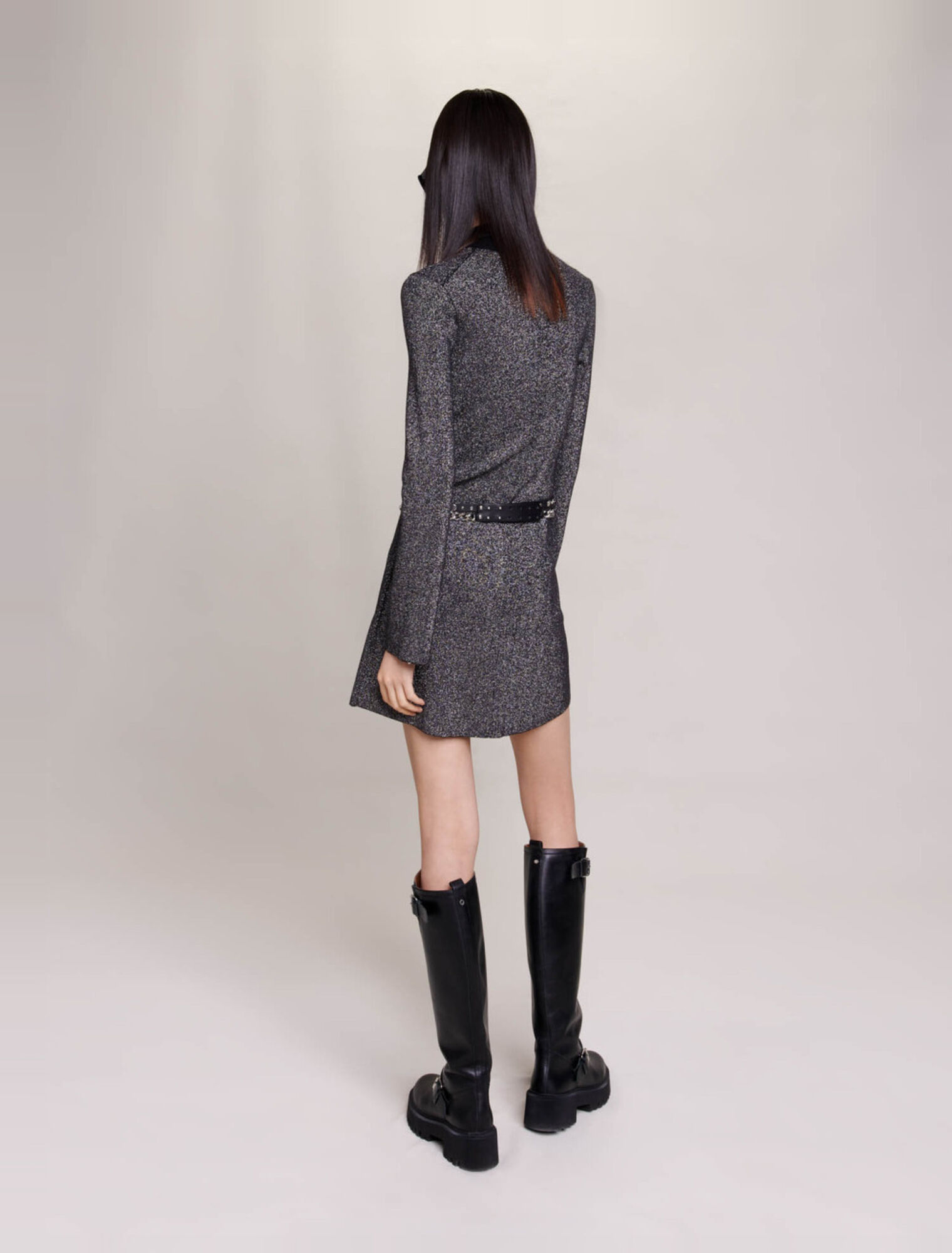Robe courte en maille pailletée