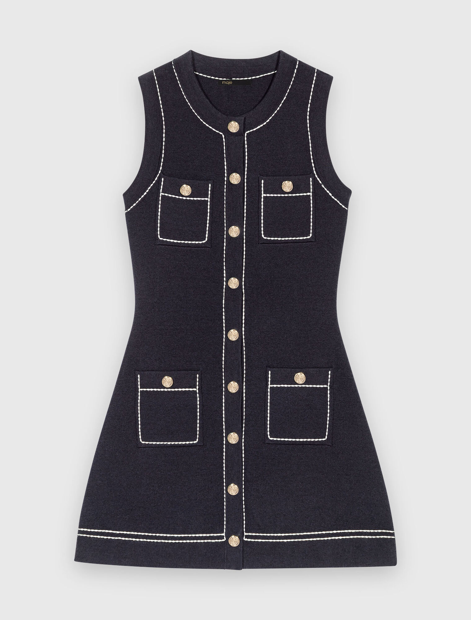 Robe droite en maille surpiquée