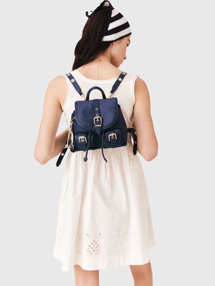 Mini sac &agrave; dos en cuir et nylon