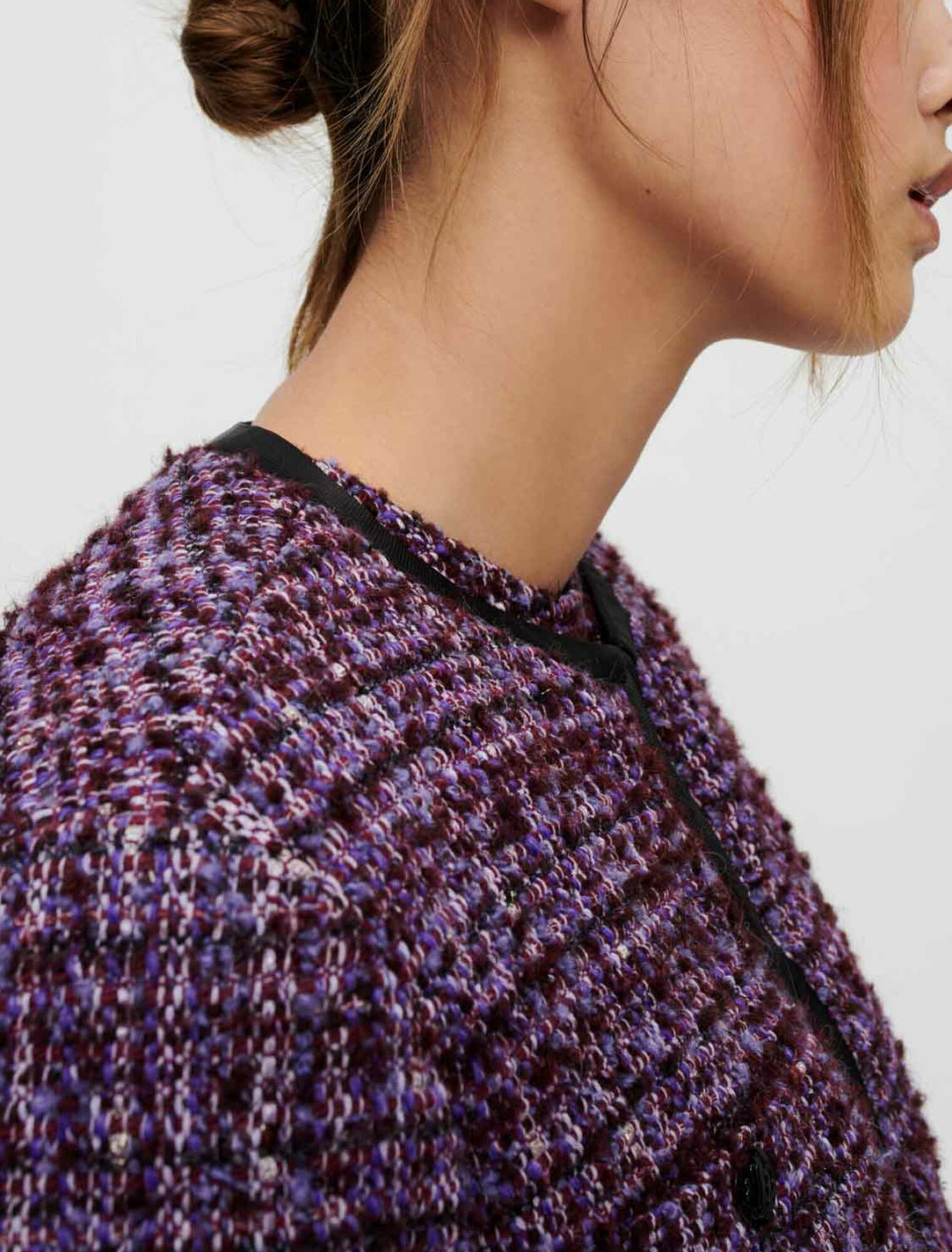 Veste en tweed violet matelassée