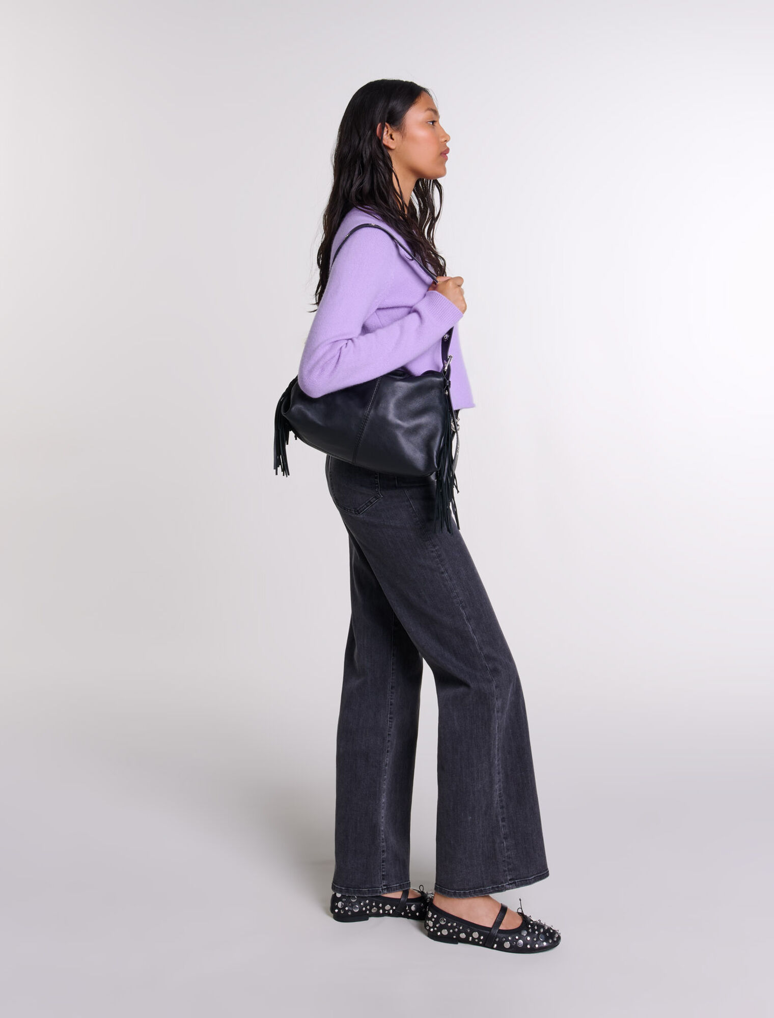 Jean baggy à ceinture noir
