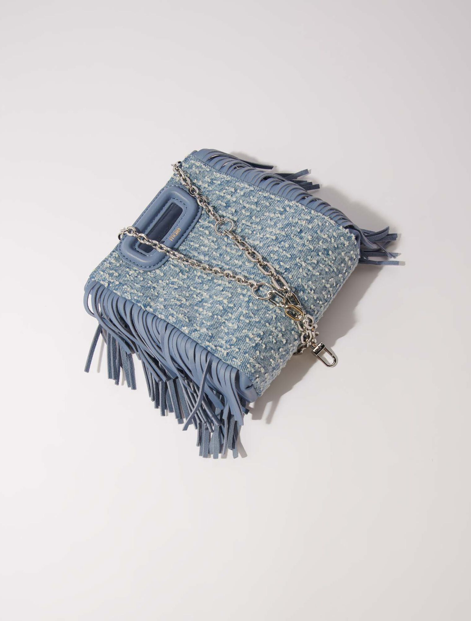 Sac M mini en toile denim et strass
