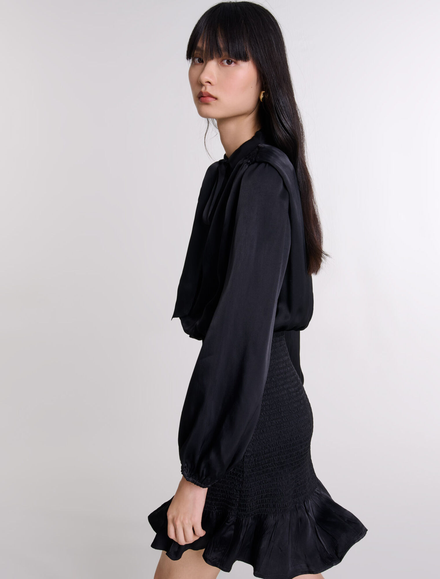 Robe courte smockée