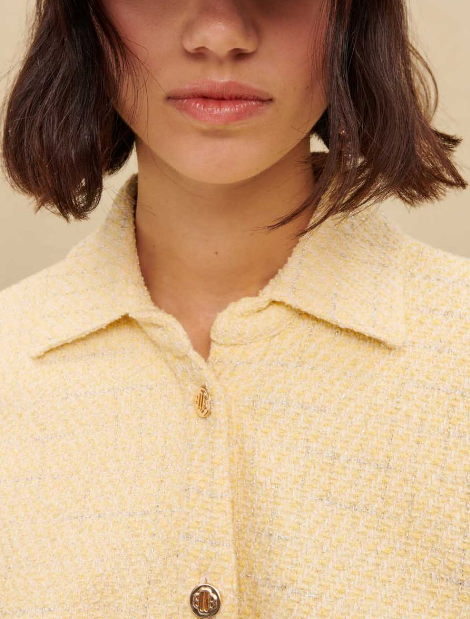 Robe asymétrique en tweed lurex