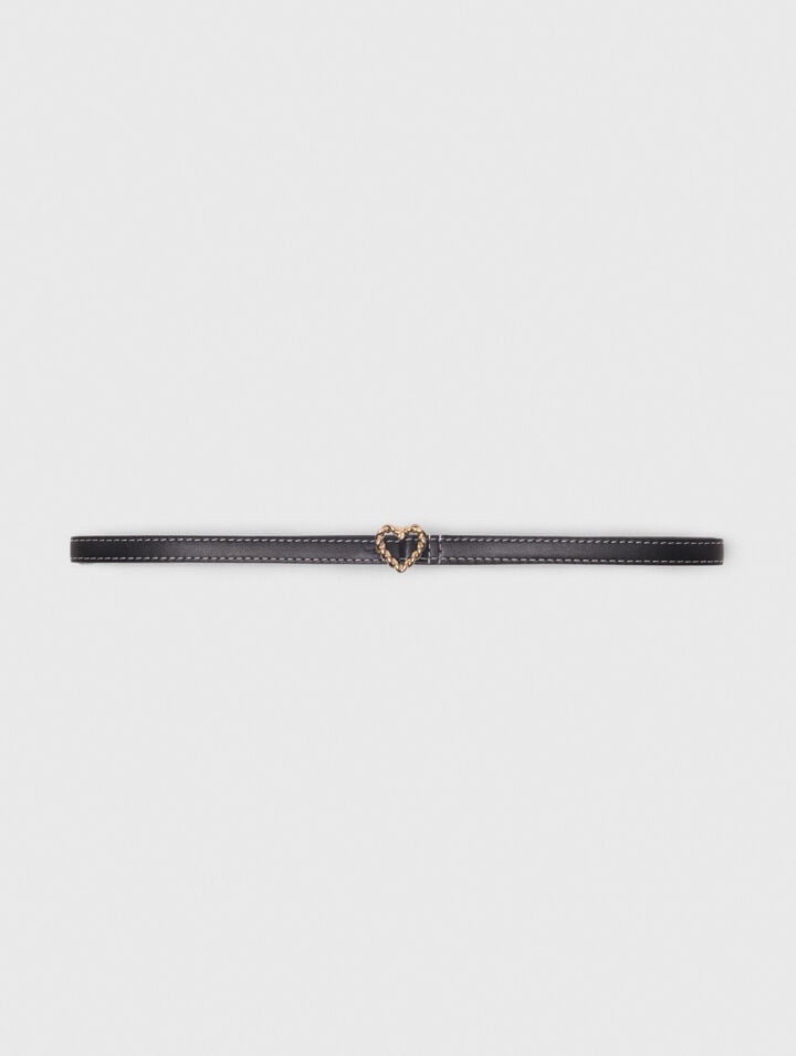 Maje Slim Heart Belt In Black