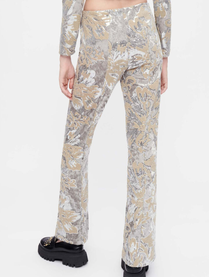 Pantalon en velours rebrodé de sequins