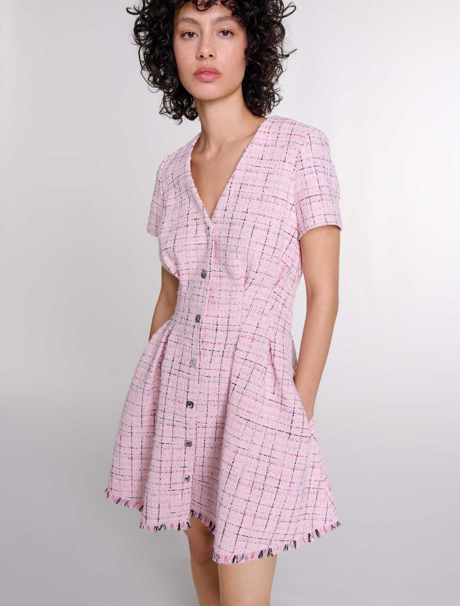 Robe babydoll en tweed