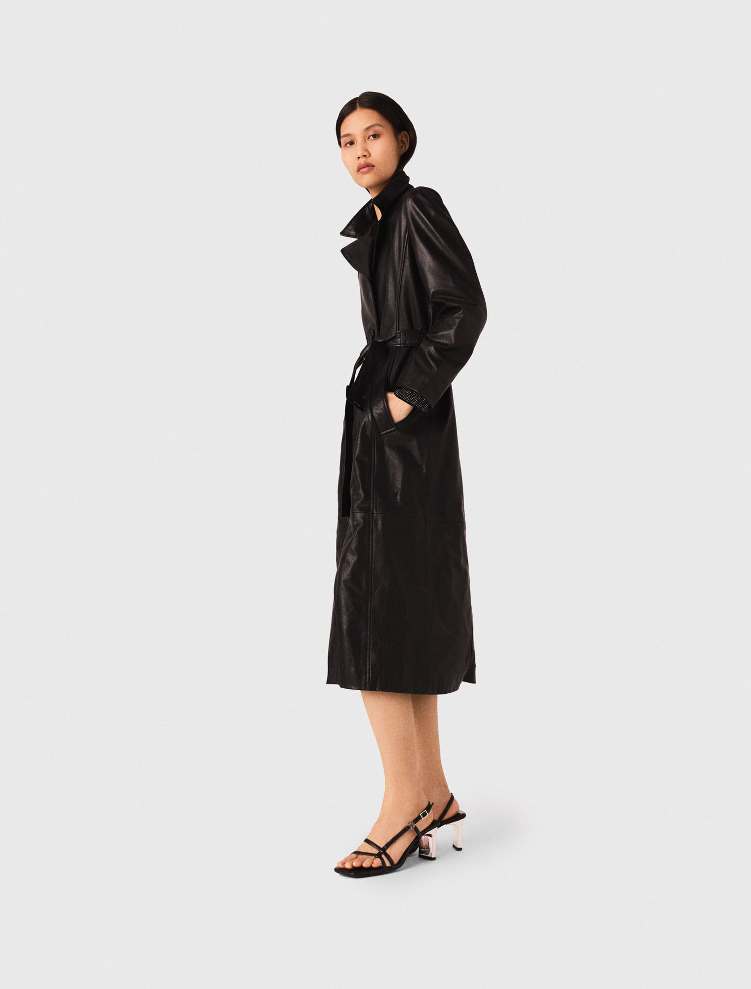 Trench long en cuir