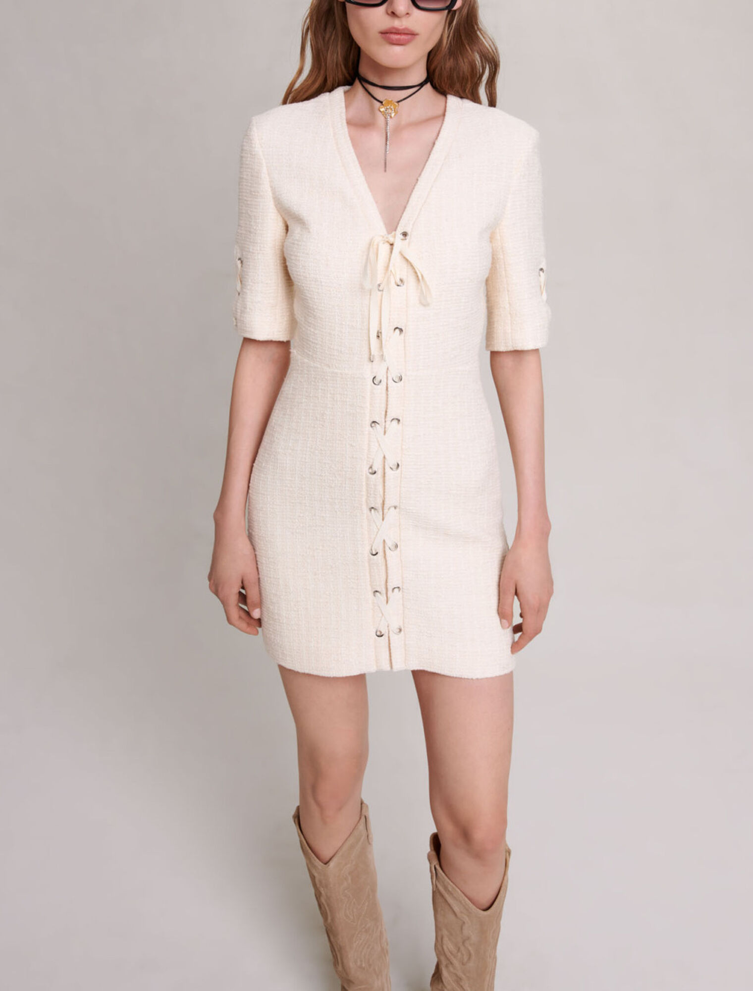 Robe courte en tweed
