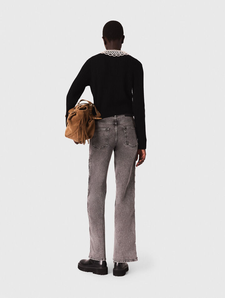 Cardigan avec col perlé amovible