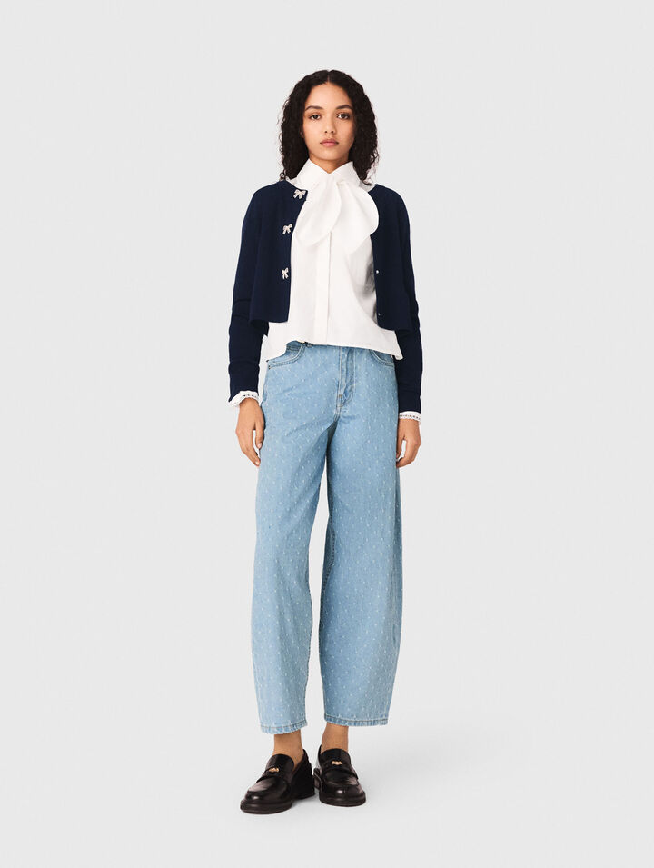 Cardigan &agrave; boutons n&oelig;ud bijoux