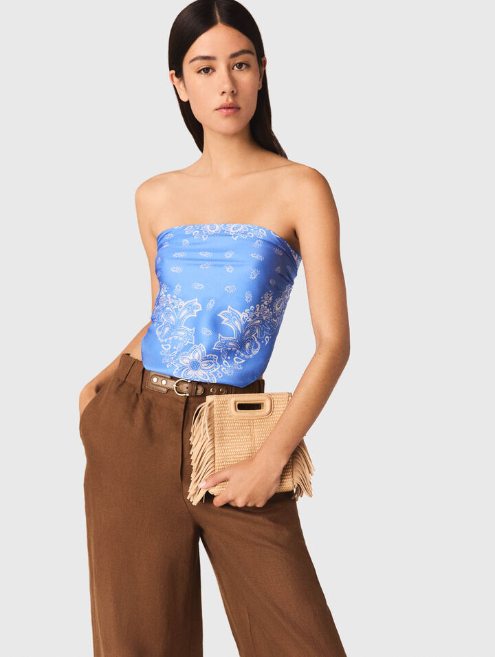 Pantalon en lin m&eacute;lang&eacute;