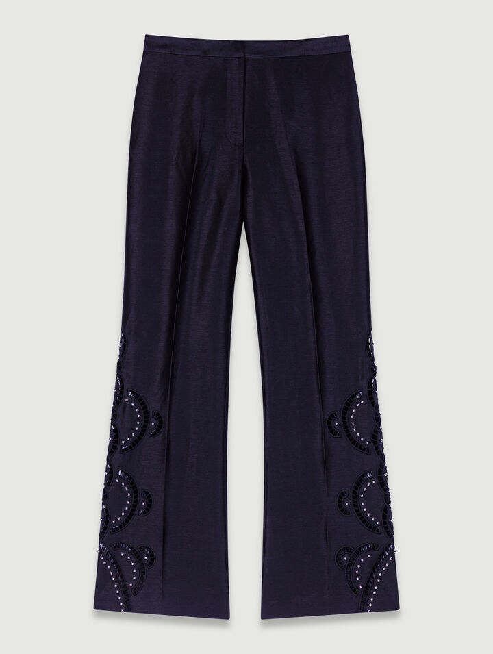 Pantalon évasé ajouré