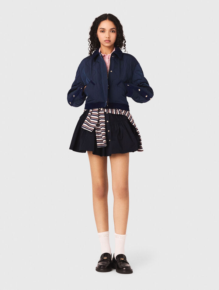 Blouson matelass&eacute; &agrave; d&eacute;tails velours