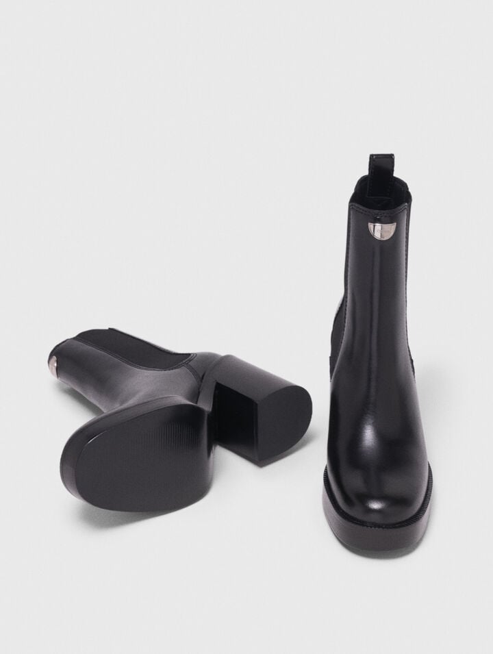 Bottine chelsea à talon en cuir