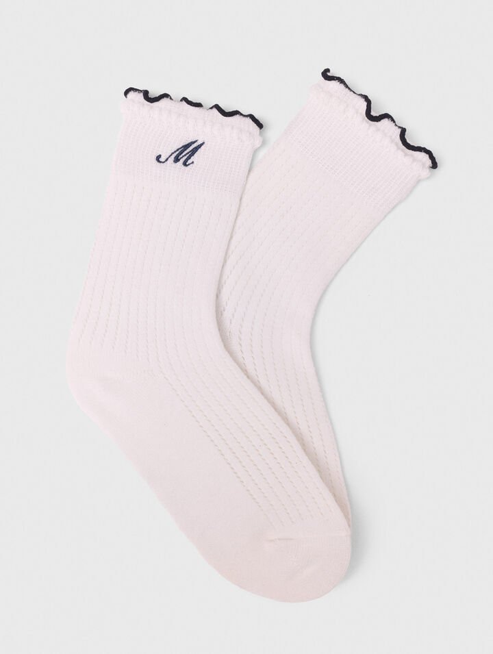 Chaussettes pointelle en coton
