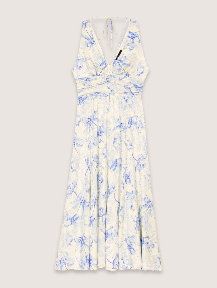 Robe longue imprimée et laçage