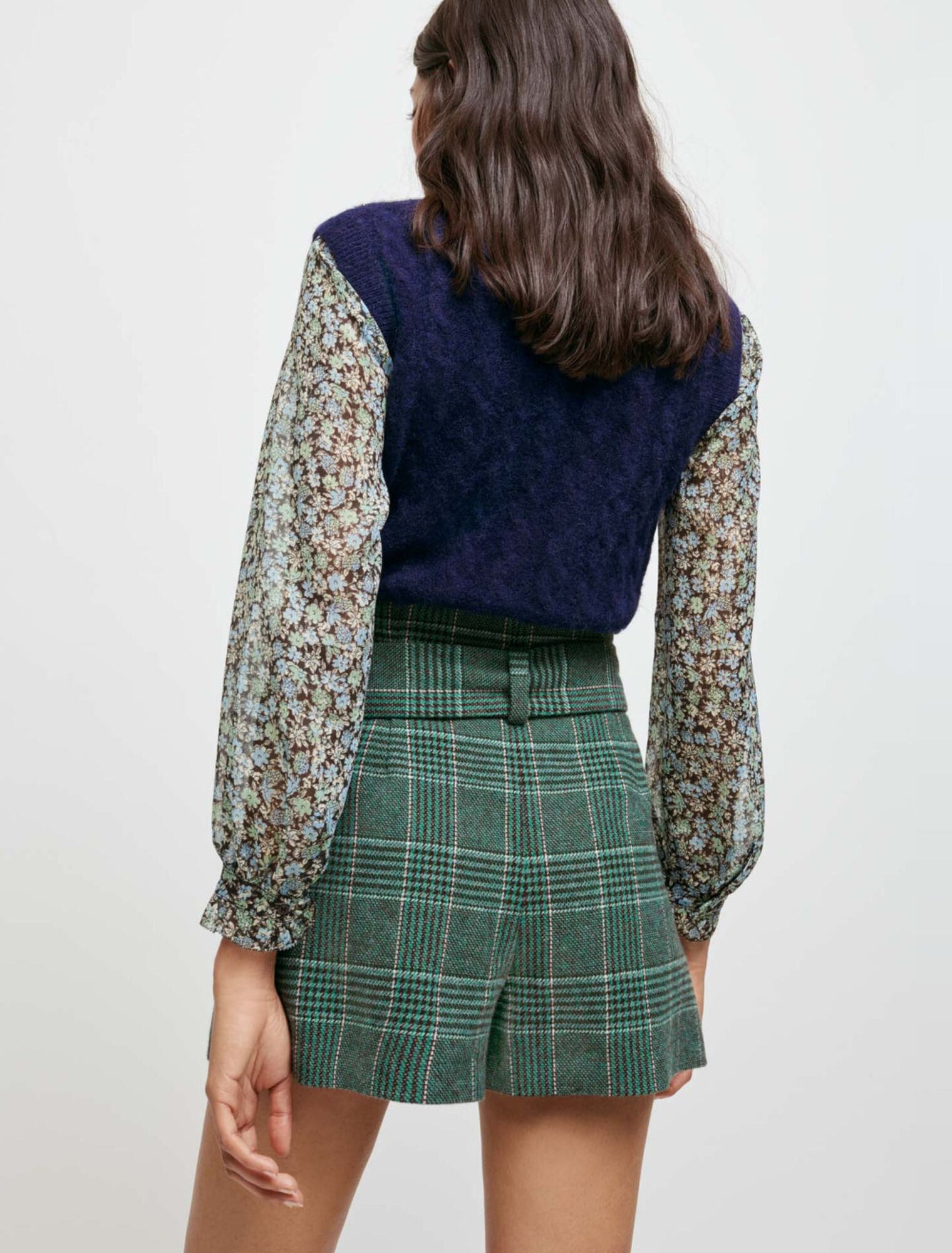Short à carreaux ceinturé