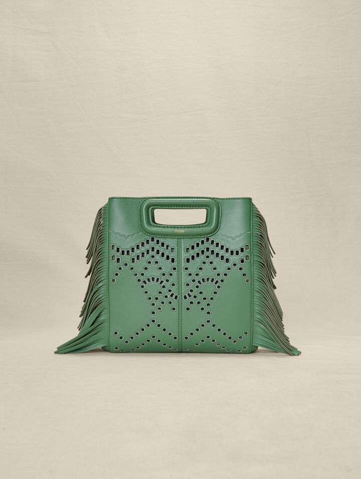 Sac M à franges en cuir perforé