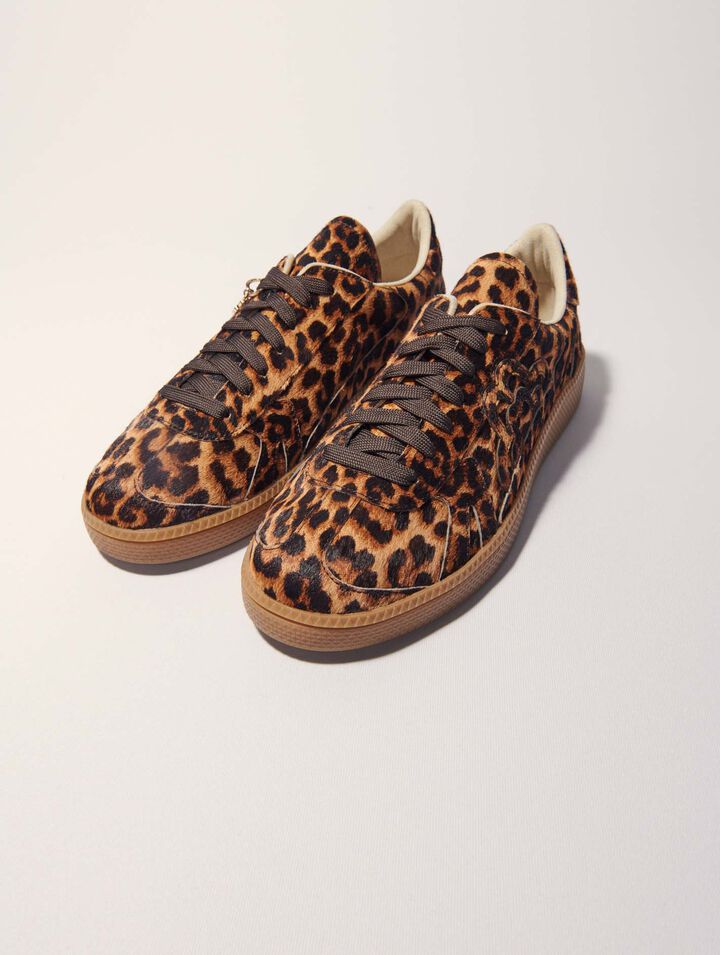 Basket casual en cuir effet léopard
