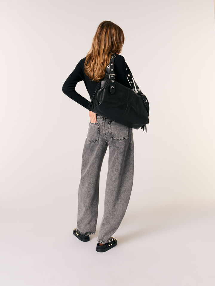 Pull décolleté en maille côtelée