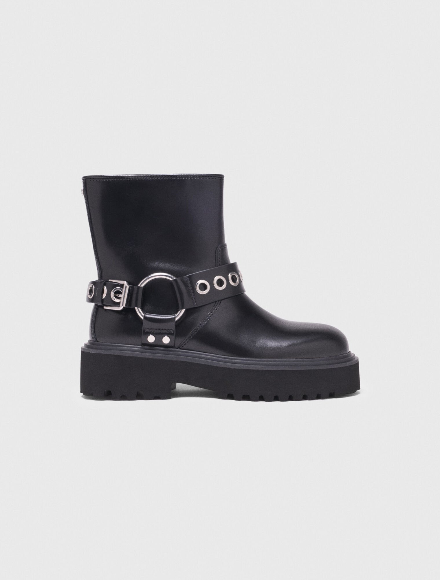 Bottine biker en cuir