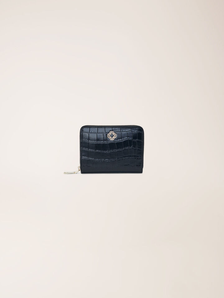 Portefeuille en cuir effet croco