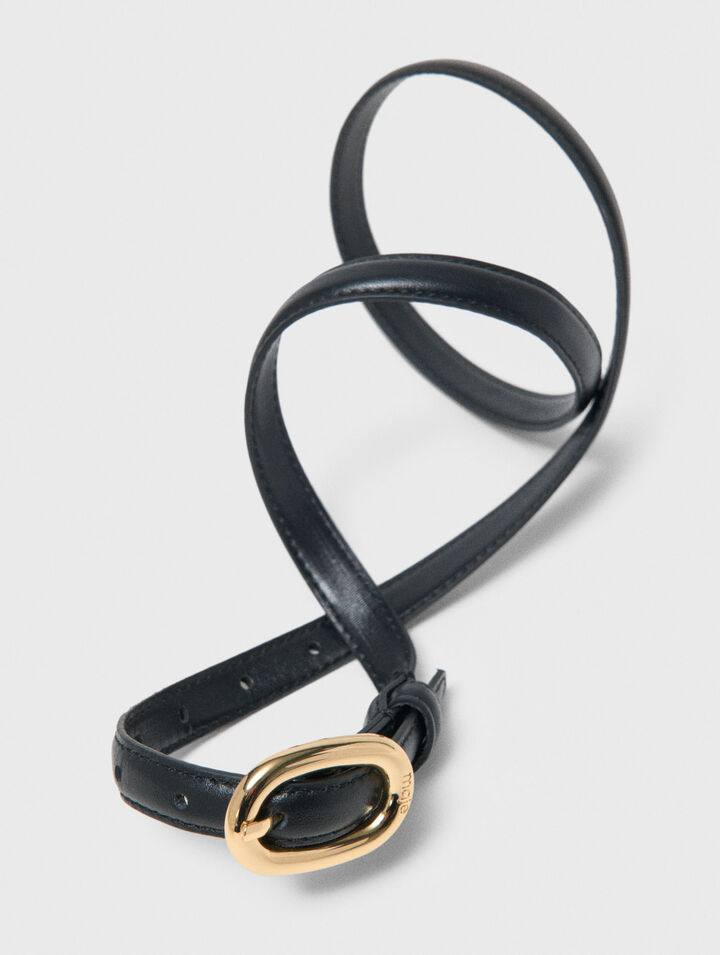 Ceinture cuir fine &agrave; boucle ovale