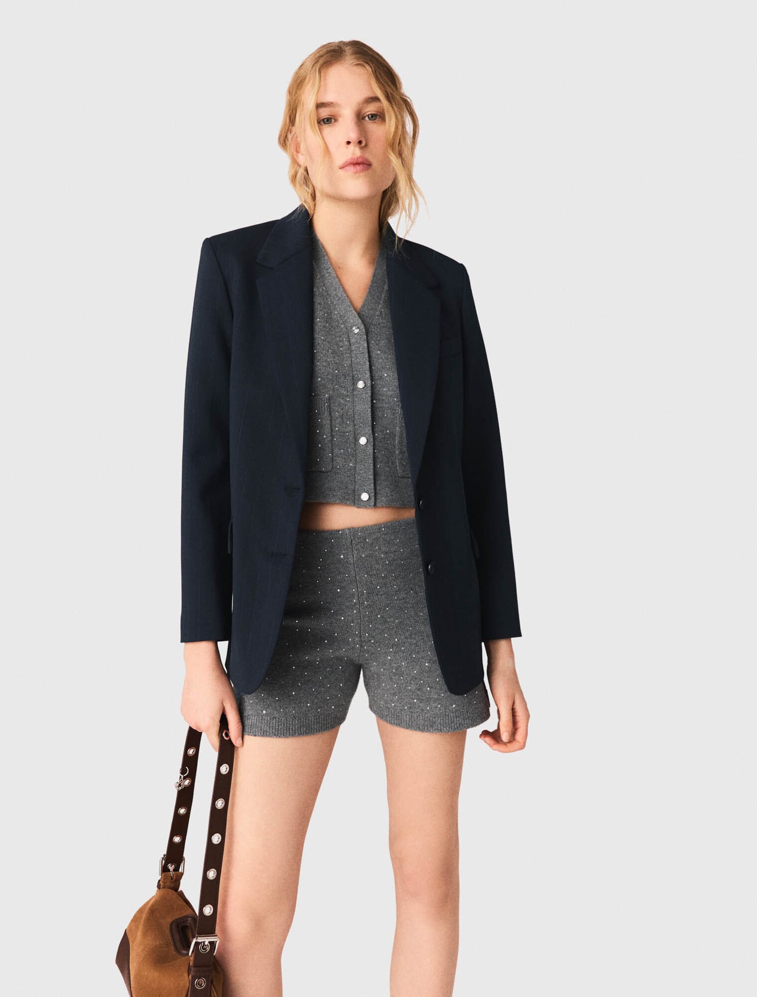 Short en maille &agrave; strass