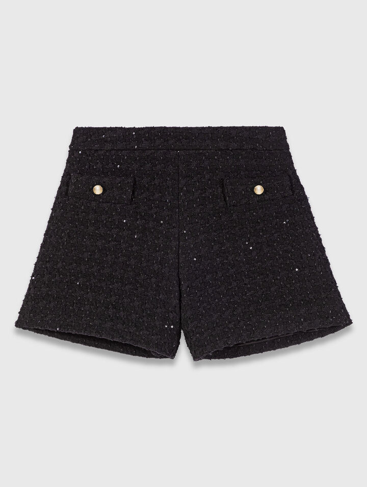 Short en tweed avec strass
