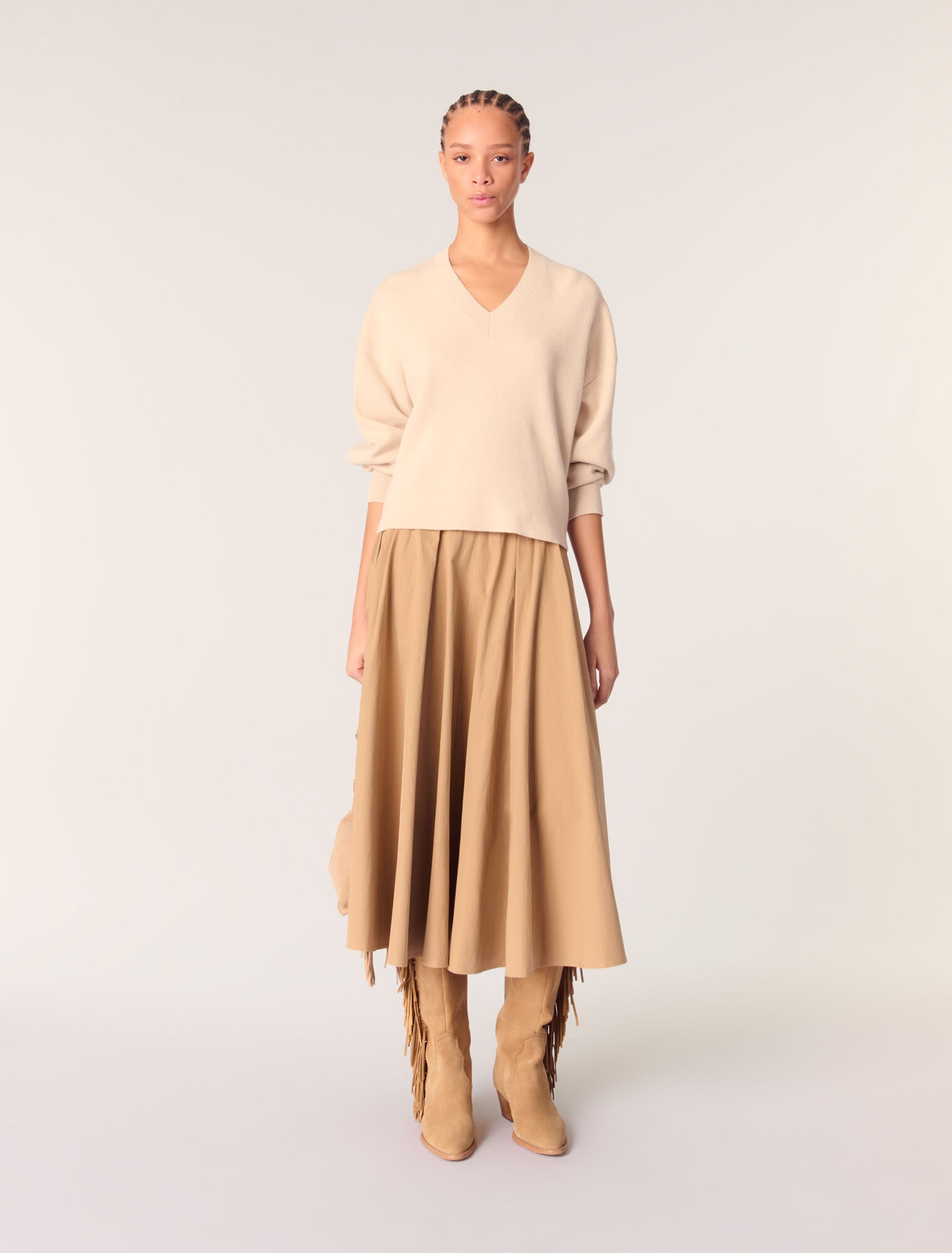 Pull col V en laine melangée