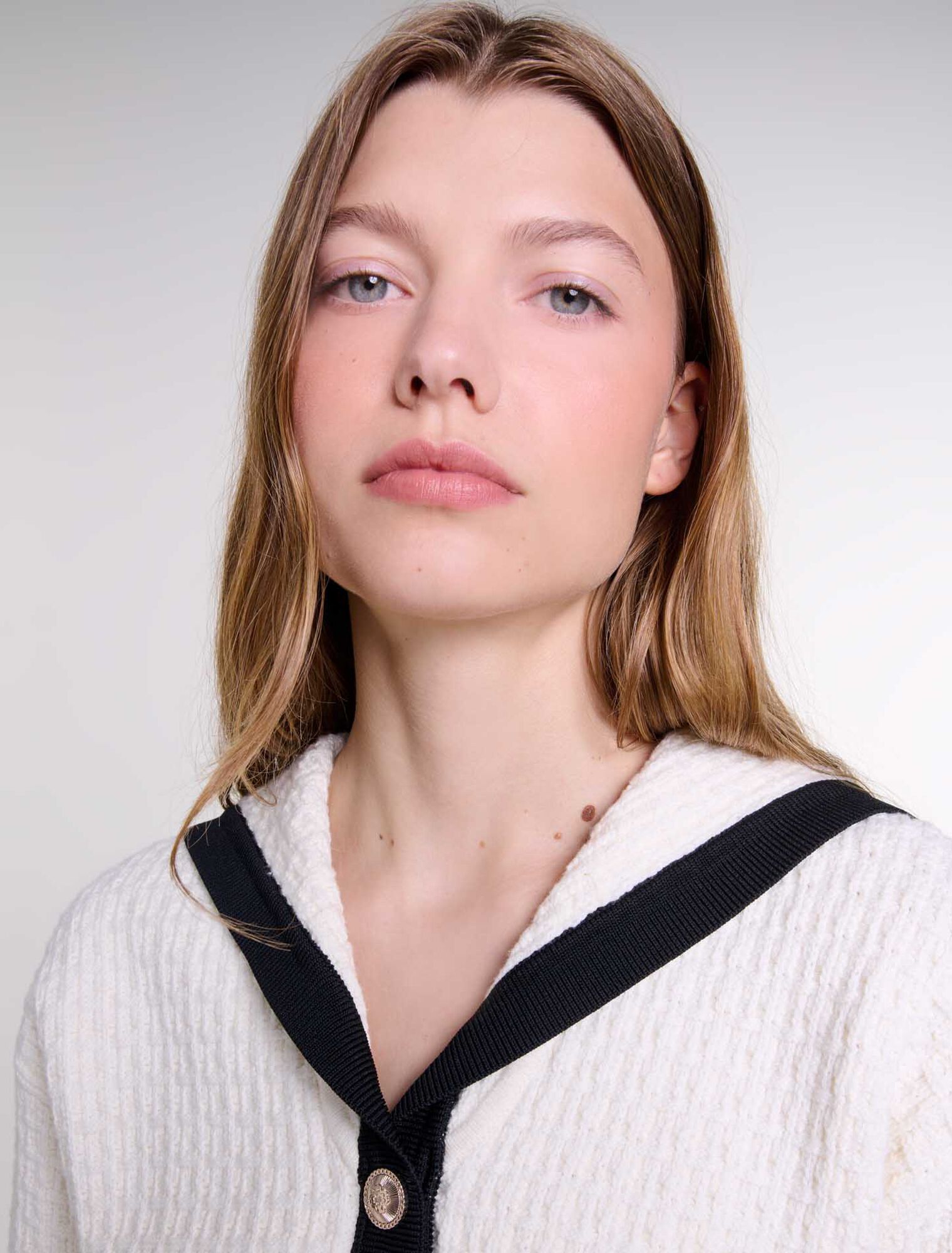 Cardigan contrasté à col
