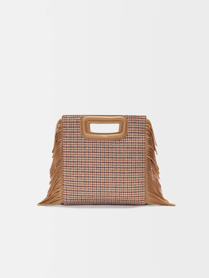 Sac M en toile à motifs pied-de-poule