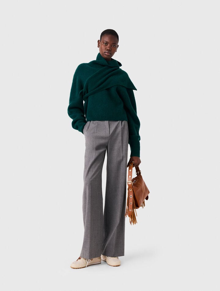 Pantalon tailleur large avec plis