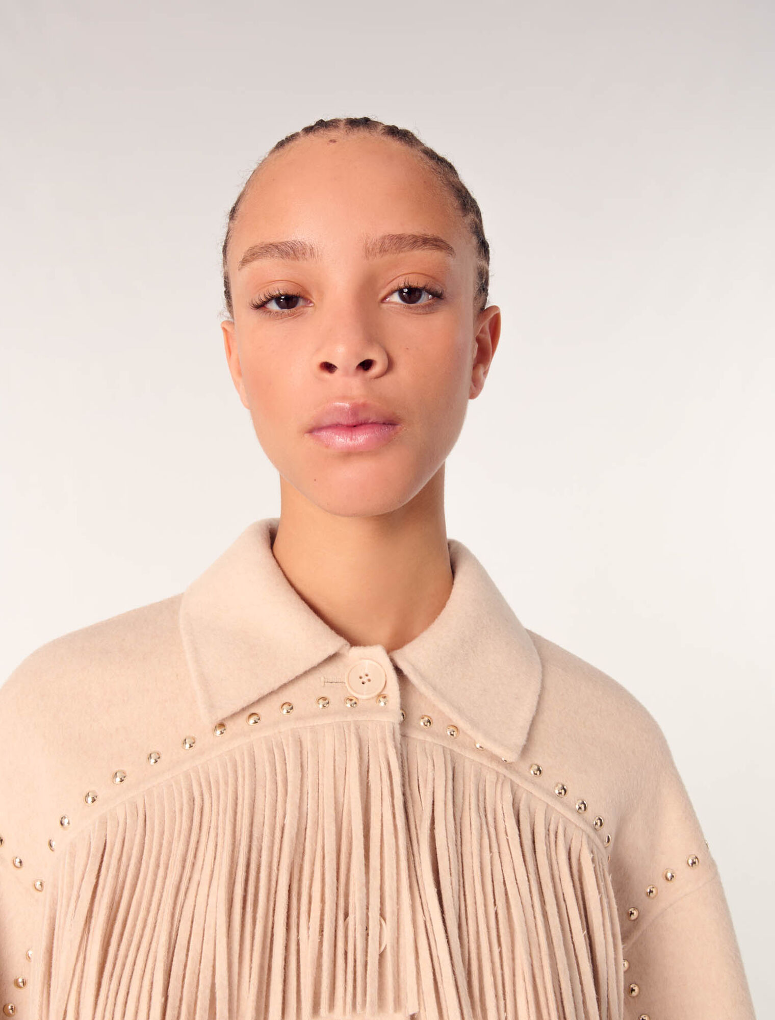 Manteau en double face à franges