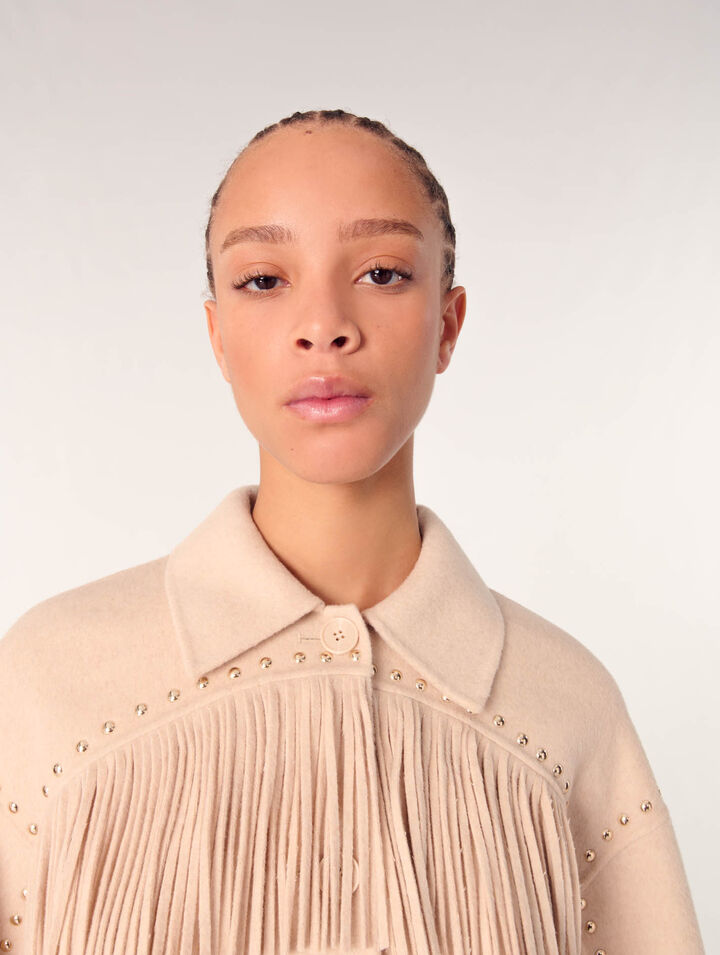 Manteau en double face à franges