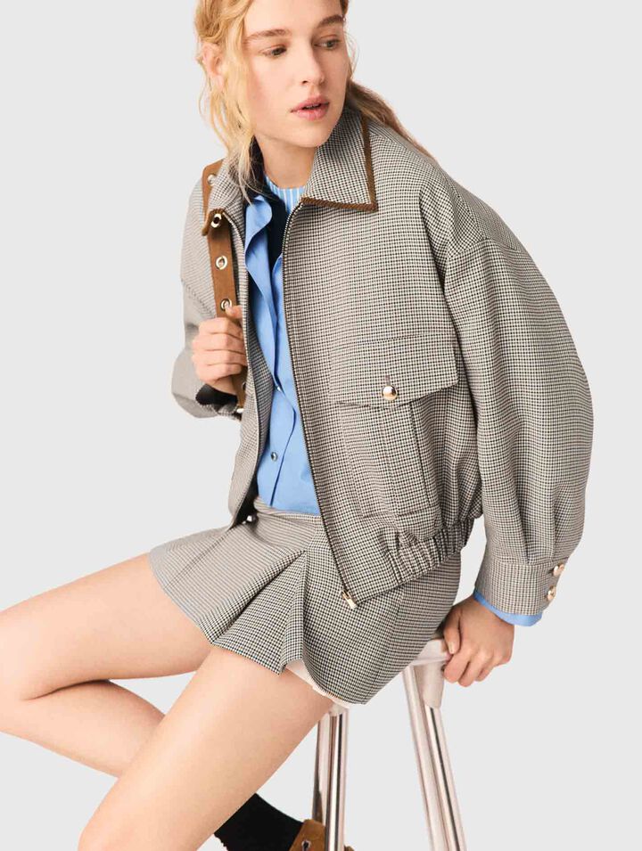 Blouson bomber &agrave; carreaux