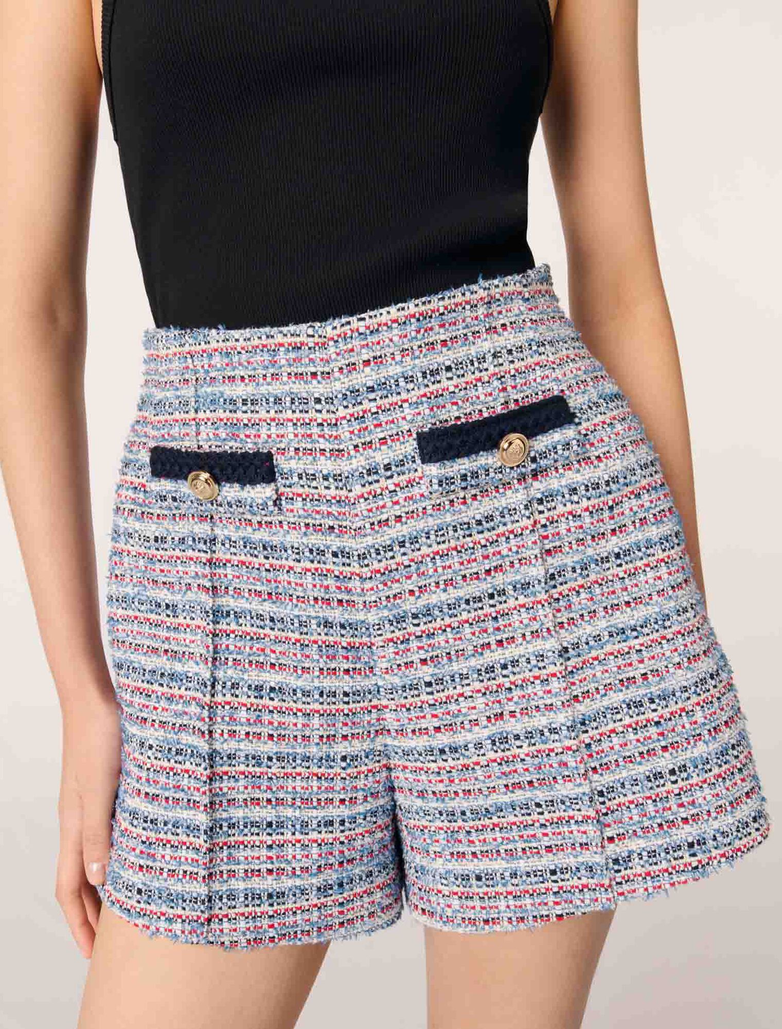 Short en tweed et galons contrastés