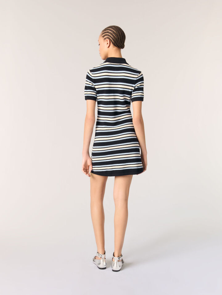 Robe polo en maille à rayures