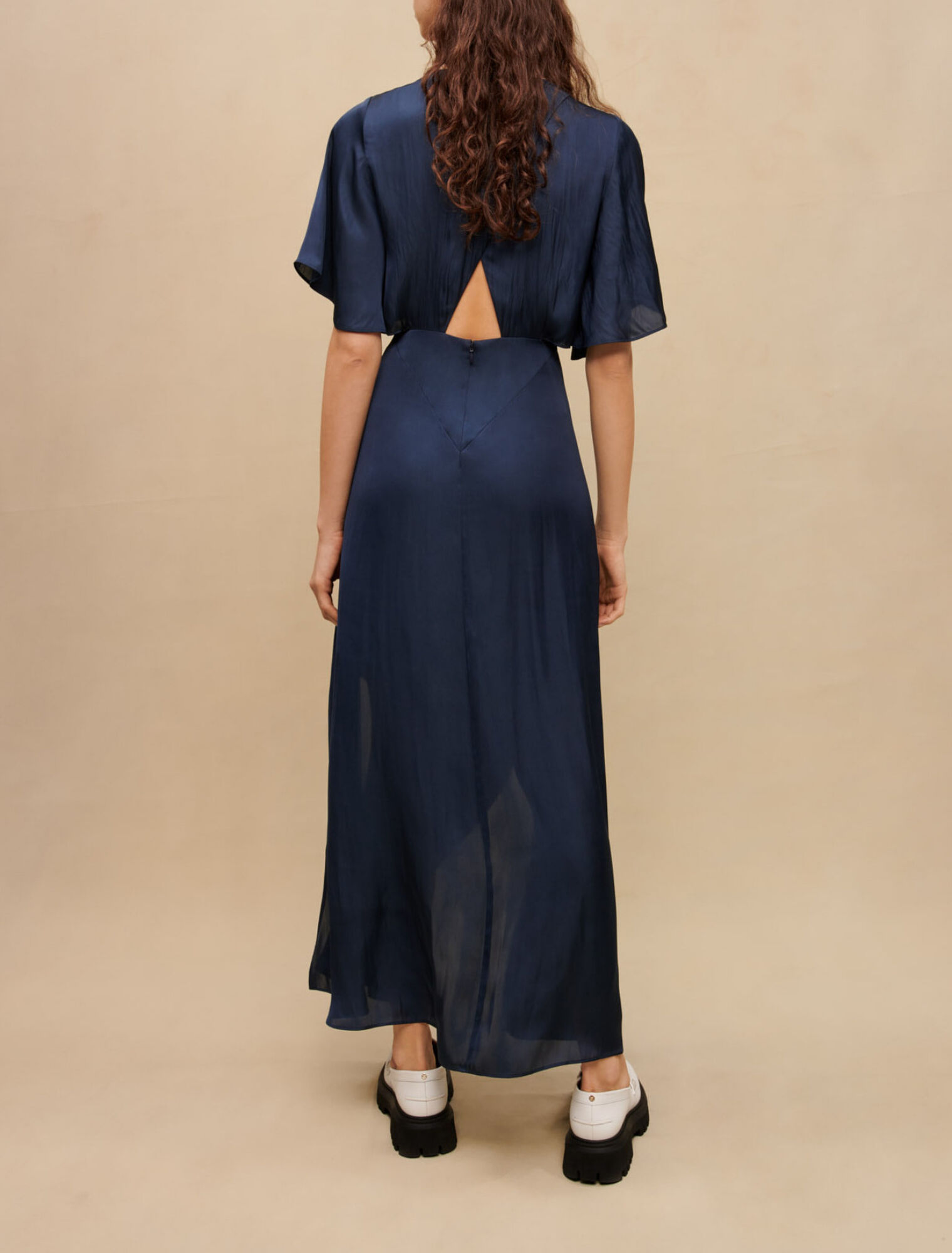 Robe foulard en satin fluide