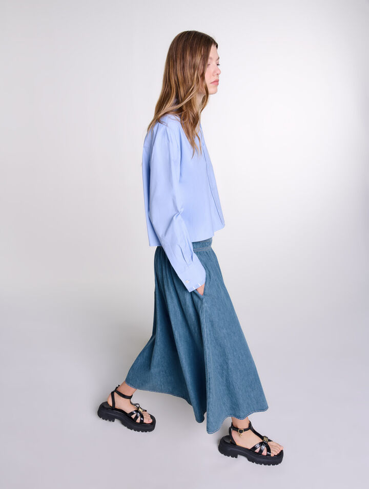 Jupe smockée en jean