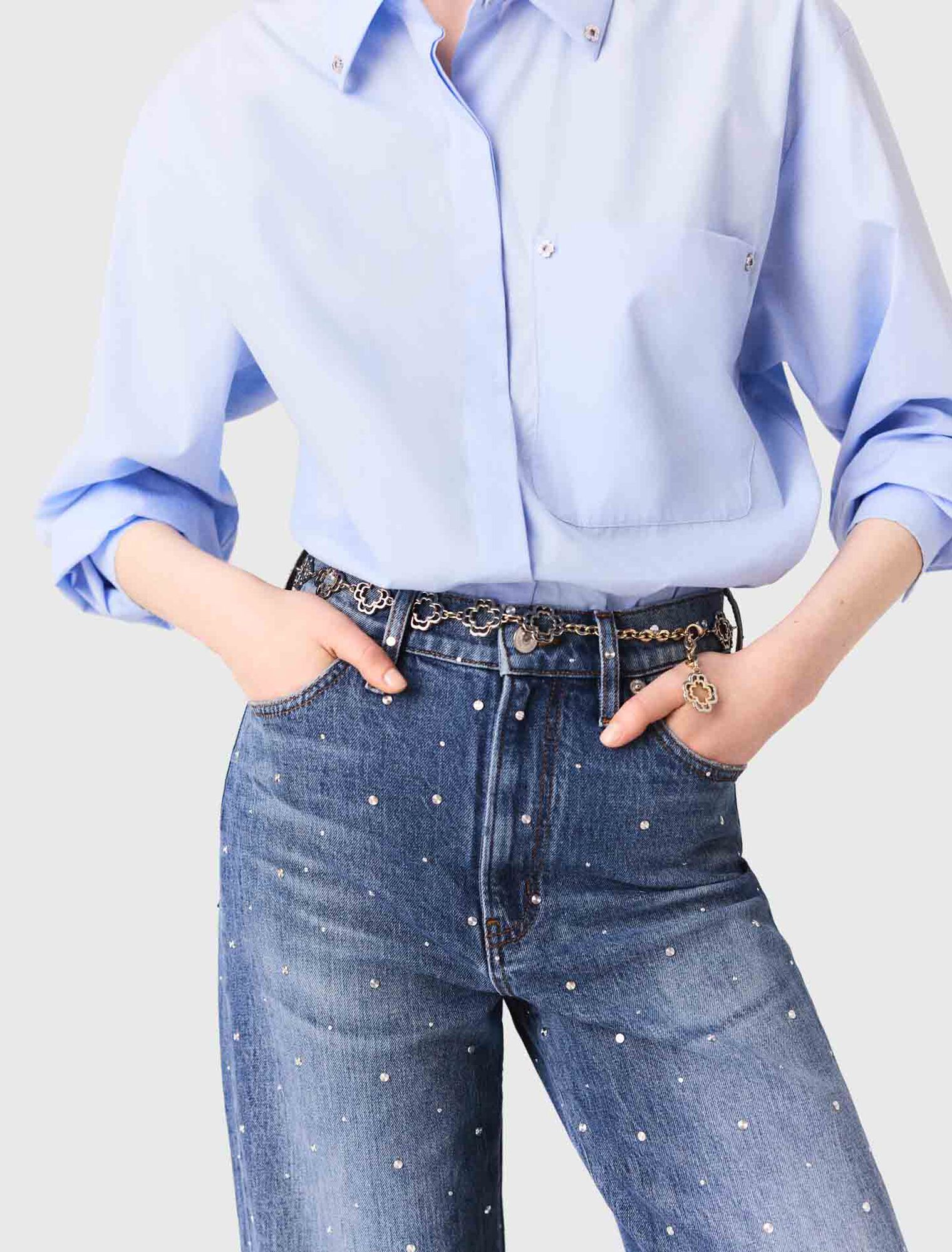Jean large en denim avec clous
