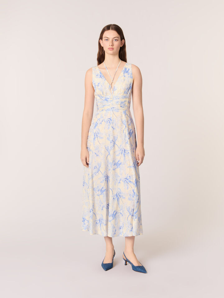 Robe longue imprimée et laçage