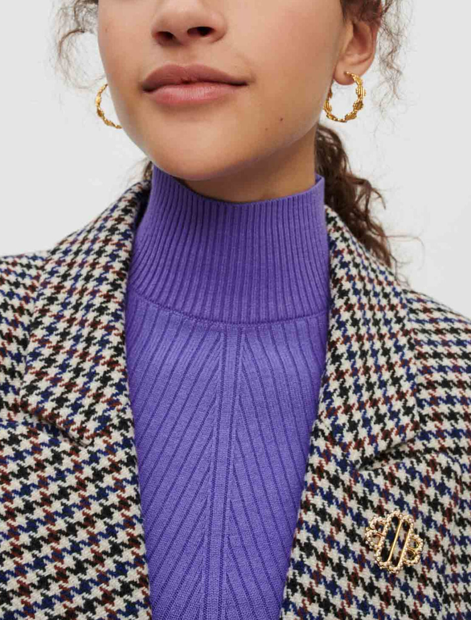 Veste large et épaisse en pied de poule