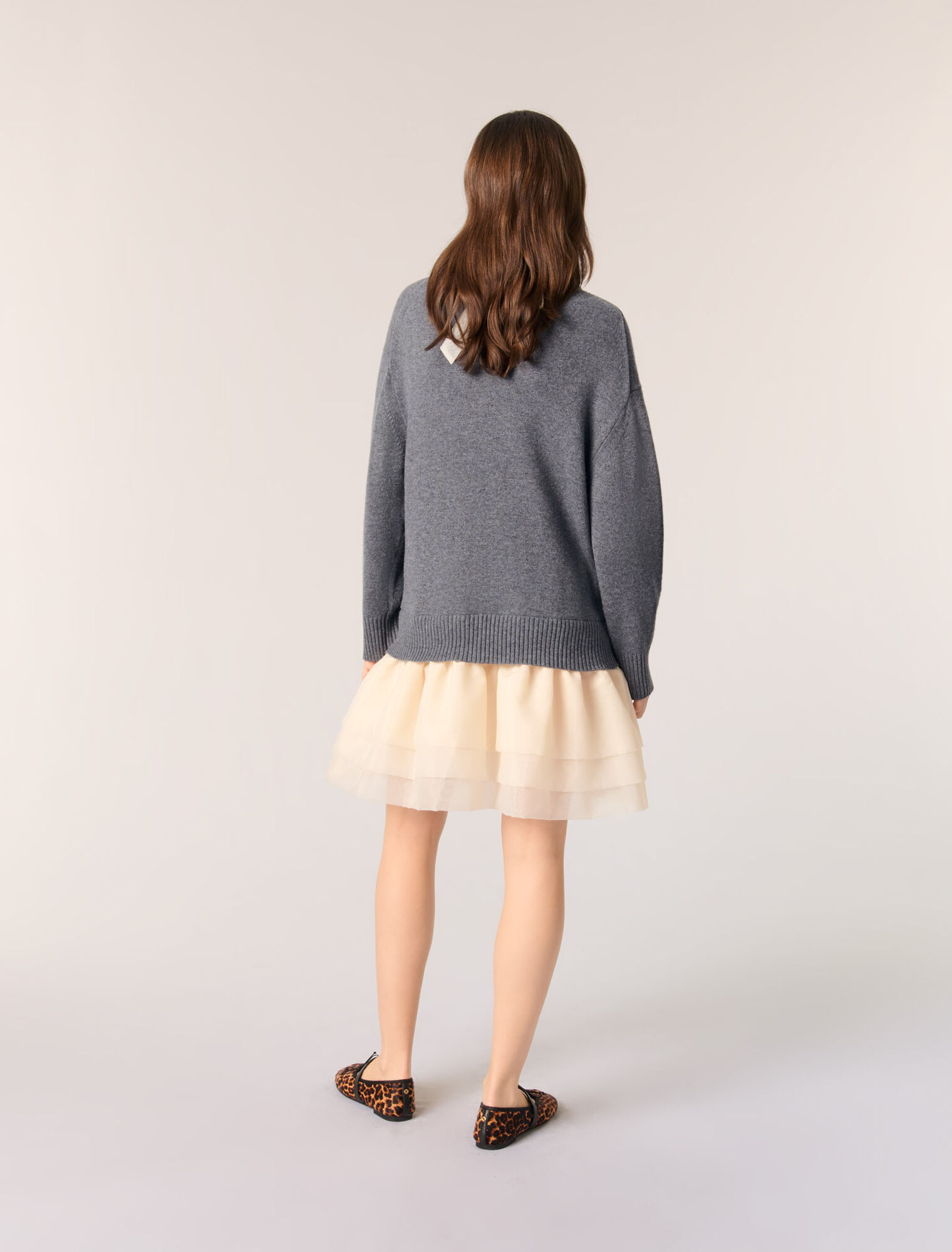 Robe bi-matière laine et organza
