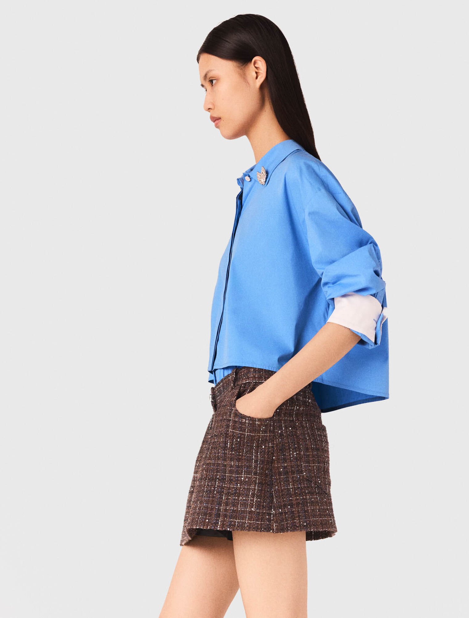 Short en tweed avec bande élastique