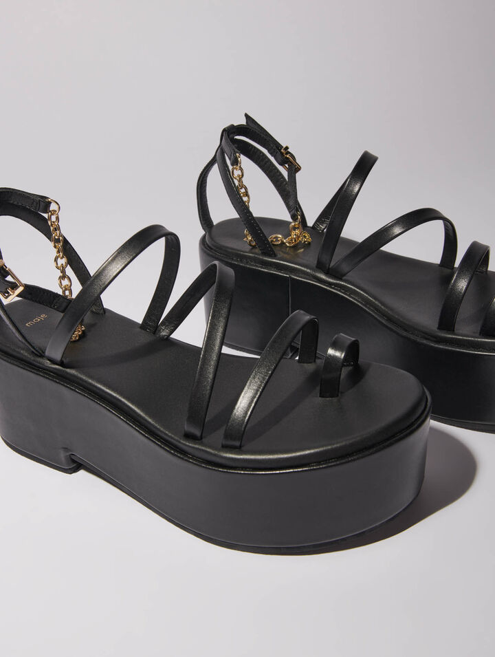 Sandales compensées en cuir