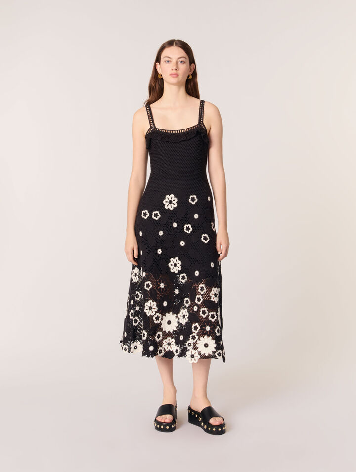 Robe longue en crochet floral